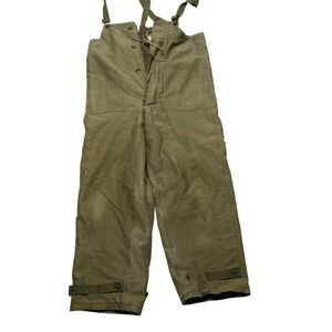 Vintage US Navy Deck Bib Overalls Mens Medium Green Twill Wool Lined 40s USN